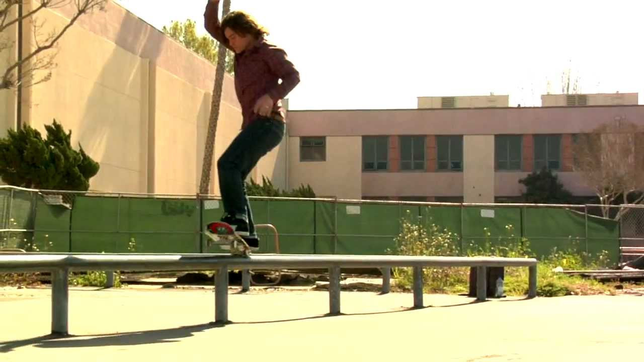 Josh Hamony is here to bring you a little switch up with a 50-50 to smith to 50-50 to smith all in one trick on a rail.