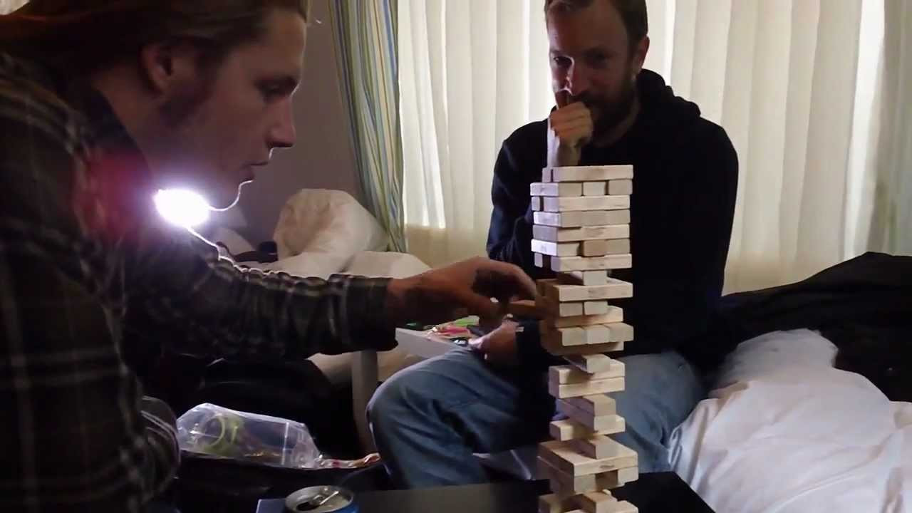 Here is a video of Job Dickson playing some jenga in a hotel.