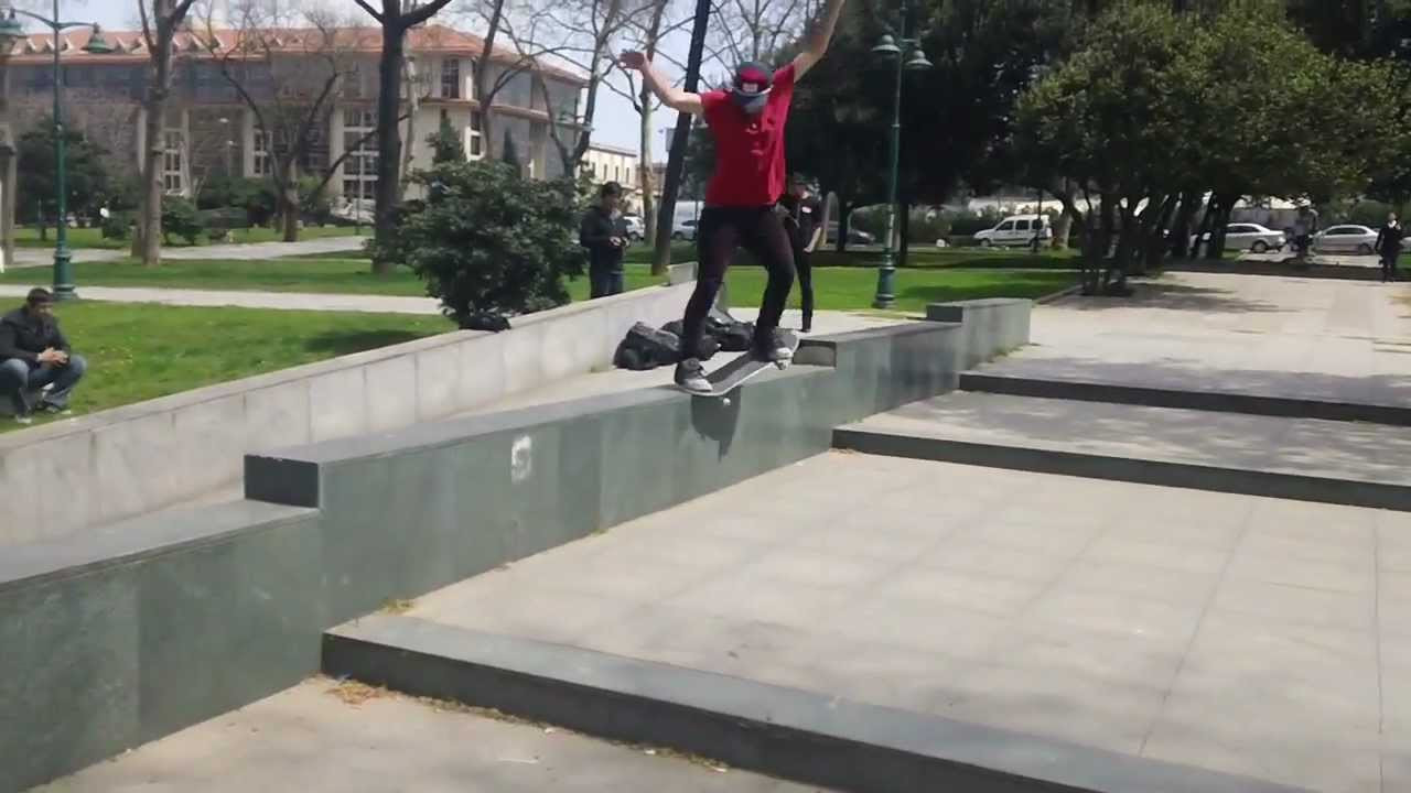 Here is a clip of Garrett Hill doing a crooked grind in Turkey.