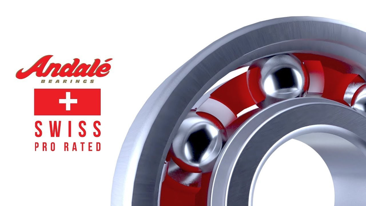 Not all bearings are created equal. What makes the ProRated Swiss so good? It starts with using a superior quality chromium steel alloy for the balls and races precision machined and polished to a surface roughness below 0.1 microns. The smoother the polish means less friction for quicker acceleration and a higher top speed. Balls are rated by their grade. Andale Pro Rated Swiss use grade 5 which means the balls have a 5/1,000,000 of an inch tolerance of being a true sphere. This perfection also decreases friction to reduce internal wear and again maximize speed and acceleration. The cage was engineered to withstand all abuse from skateboarding. Because the cage is a crucial component to maximize durability and protect a bearing from failure, it not only had to be strengthened in critical areas but a proper material blend of nylon and fiberglass had to be determined. The ProRated Swiss uses a removable frictionless rubber shield for easy cleaning. And to achieve the best performance from a bearing, it’s imperative to keep them free of dirt and debris. The inner race has a step machined in it so the rubber shield overlaps to keep the oil in and keep dirt from getting into the bearings increasing wear and reducing speed. The bearings are lubricated with specially-formulated synthetic oil that adheres to the components in a thin layer for protection against wear and corrosion. The ProRated Swiss was built for maximum speed.<br /><br />Check out http://andalebearings.com for more info. <br />SUBSCRIBE -- http://bit.ly/SubscribeAndale<br />SHOP -- http://andalebearings.com/shop<br />INSTA -- https://www.instagram.com/andalebearings<br />FB -- https://www.facebook.com/andalebearings<br />Twitter -- https://twitter.com/andale_bearings<br /><br />#AndaleBearings #skateboarding #ProRatedBearings