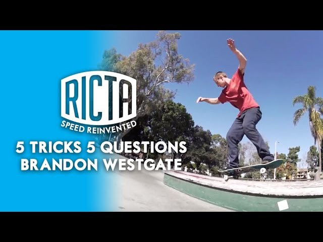Brandon Westgate rips Cherry Park in Long Beach and answers five questions about: His first board, how long it took him to learn that insane ollie he has and skateboarders that influenced him the most in this Ricta Wheels 5 & 5.<br /><br />Follow Brandon: https://www.instagram.com/westgatebrandon/<br />Film: Dave Hoang - https://www.instagram.com/davehoang/<br /><br />SUBSCRIBE to Ricta Wheels: http://bit.ly/RictaChannel<br /><br />FOLLOW The Fastest on:<br />Our site: http://rictawheels.com/<br />Facebook: https://www.facebook.com/rictawheels/<br />Instagram: https://www.instagram.com/rictawheels/