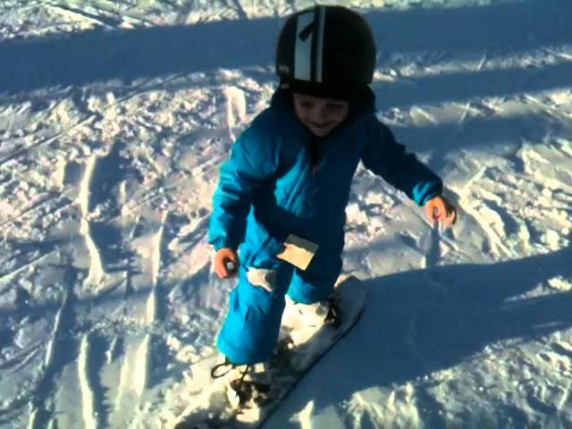 Missy & Jake's (EXIT real world owners) 2-year-old (2 and a half) on his first day shredding at Timberline.