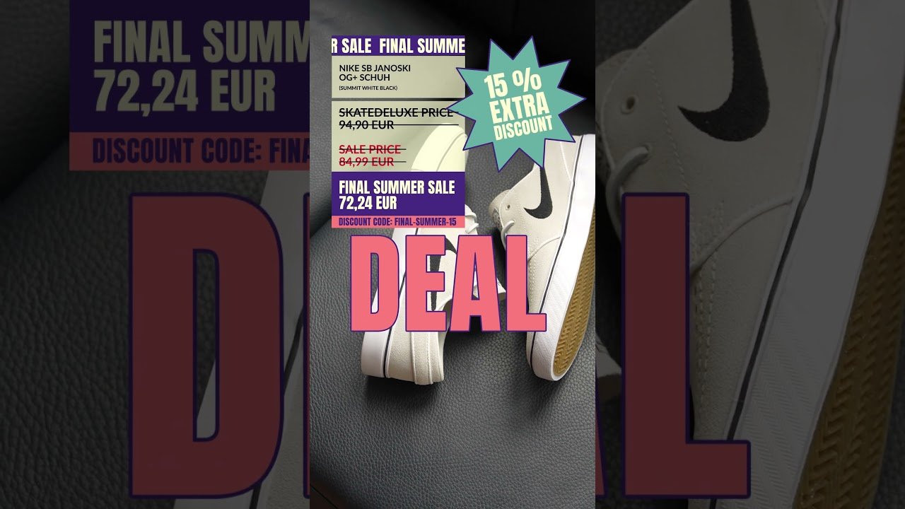 Get an extra 15% off over 4,000 items in the Final Summer Sale until next Wednesday, 13.08.2025! <br /><br />👉Just enter the discount code „FINAL-SUMMER-15“ in your shopping cart & save an extra 15%!<br /><br />Grab your summer deal!<br /><br />#nikesb <br />#skatedeluxe