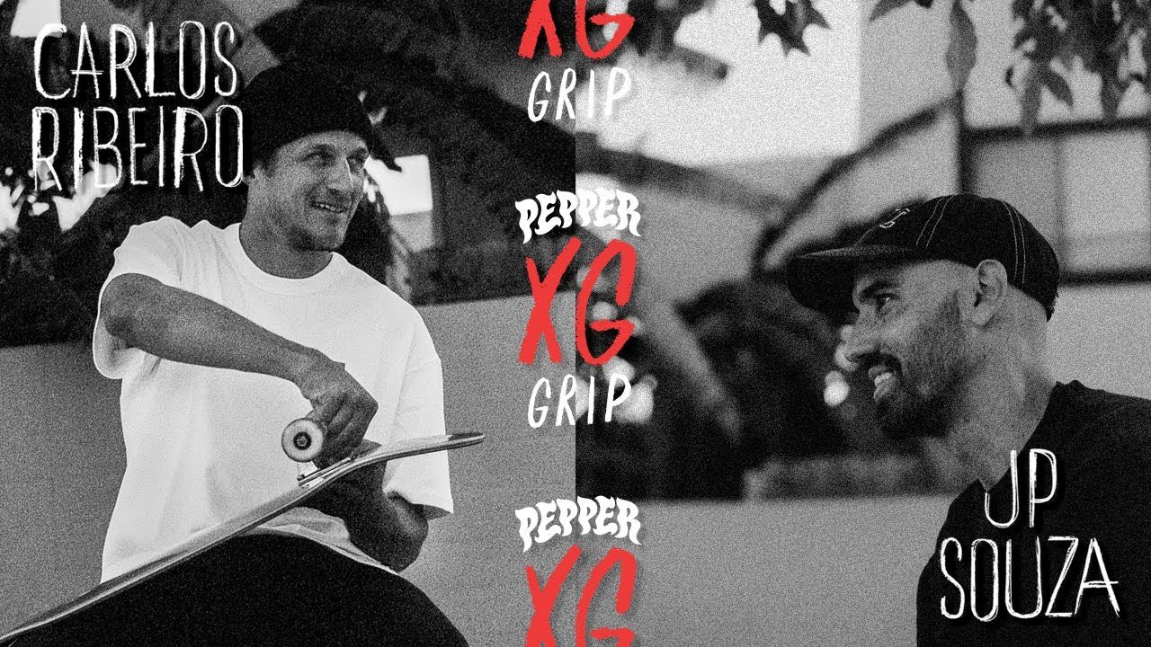 Carlos Ribeiro and JP Souza getting down with some technical skating amongst friends in a beautiful coastal setting at dusk in California. Both prefer riding Pepper XG for its extra grit and durability.<br />The proof is in the pudding, these guys are stuck to their tricks.<br /><br />XG and all Pepper products are available at your local skateshop and direct at mesaskatesupply.com