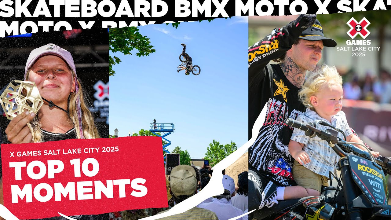 June was a HUGE month for X Games, so we're going back and reliving some of the top moments from X Games Salt Lake City 2025! From never-been-done tricks to record-breaking victories, the athletes threw down all weekend long and we can't get enough of the action. What moment are we missing?<br /><br />0:00 - Intro<br />1:42 - #10: Rob Adelberg - Moto X Best Trick<br />4:15 - #9: Justin Dowell - Men’s BMX Park<br />6:41 - Bonus: Felipe Mota - Men’s Skateboard Street Best Trick<br />9:21 - #8: Heili Sirvio - Women’s Skateboard Park<br />11:31 - #7: Yuto Horigome - Men’s Skateboard Street<br />13:18 - Bonus: Mizuho Hasegawa - Women’s Skateboard Vert<br />16:16 - #6: Colby Raha: Moto X QuarterPipe High Air<br />18:55 - #5: Chloe Covell: Women’s Skateboard Street Best Trick<br />20:44 - Bonus: Hannah Roberts: Women’s BMX Park<br />24:16 - #4: Kevin Peraza - Dave Mirra BMX Park Best Trick<br />27:03 - #3: Gui Khury - Men’s Skateboard Vert and Vert Best Trick<br />30:14 - Honorable Mention: Gavin Bottger - Men’s Skateboard Park<br />34:11 - #2: Arisa Trew - Women’s Skateboard Vert Best Trick<br />38:19 - #1: Ryan Williams - BMX Dirt and Dirt Best Trick<br />____<br /><br />X Games — your destination for all things action sports, music, lifestyle and everything in between. <br /><br />Visit our official homepage at http://xgames.com for more coverage and highlights.<br /><br />SUBSCRIBE: https://www.youtube.com/XGames<br /><br />Check us on Social @XGames:<br />Instagram ► https://instagram.com/xgames<br />TikTok ► https://www.tiktok.com/@XGames<br />Twitter ► https://twitter.com/xgames<br />Facebook ► https://facebook.com/XGames<br />Twitch ► https://www.twitch.tv/xgames<br />Snapchat ► @xgames<br />Text Us! ► (772) 494-2637<br /><br />Thanks for watching #XGames!