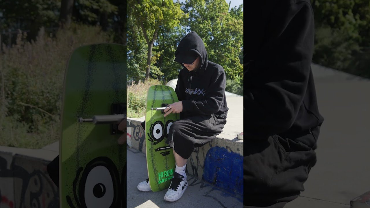 Feels kinda illegal to set up the last Heroin skateboards deck in the warehouse! 👀 Paired with Slappy trucks, Spitfire wheels & our skatedeluxe Blacks Bearings it truly makes this setup super floaty and perfect for your next slappy sessions.