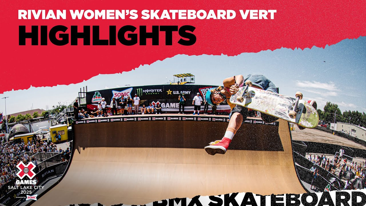 Watch the Rivian Women’s Skateboard Vert top highlights from X Games Salt Lake City 2025 Presented by SONIC!<br /><br />Vert is a style of skateboarding that involves performing tricks on a large U-shaped ramp called a halfpipe or vert ramp. The rider gains speed by pumping up and down the ramp, building momentum for aerial maneuvers that can reach heights exceeding 10 feet. Skaters perform a variety of tricks, including spins, flips and grabs, while soaring through the air above the ramp. Skateboard vert requires a combination of speed, agility and courage, as riders must maintain control while executing complex aerial maneuvers at high speeds. In contests, skaters perform a series of tricks, with judges awarding points based on the difficulty, execution and overall style.<br /><br />#XGames #XGamesSLC #Skateboarding<br /><br />____<br /><br />X Games — your destination for all things action sports, music, lifestyle and everything in between. <br /><br />Visit our official homepage at http://xgames.com for more coverage and highlights.<br /><br />SUBSCRIBE: https://www.youtube.com/XGames<br /><br />Check us on Social @XGames:<br />Instagram ► https://instagram.com/xgames<br />TikTok ► https://www.tiktok.com/@XGames<br />Twitter ► https://twitter.com/xgames<br />Facebook ► https://facebook.com/XGames<br />Twitch ► https://www.twitch.tv/xgames<br />Snapchat ► @xgames<br />Text Us! ► (772) 494-2637<br /><br />Thanks for watching #XGames!