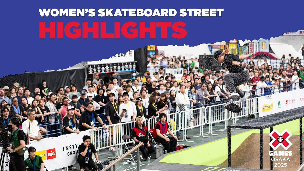 Watch the Women’s Skateboard Street top highlights from X Games Osaka 2025 in Japan!<br /><br />How medal event is judged:<br />Playoffs: 1 heat of 8 athletes with 2 runs each (0:45 seconds maximum per run), best run counts. Runs will be scored 1-100. Athletes ranked 1-4 will advance to the final.<br />Finals: Athlete scores are reset to zero after playoffs. 1 heat of 4 athletes with 2 runs each (0:45 seconds maximum per run), best run counts. Runs will be scored 1-100. <br /><br />Street is a style of skateboarding that takes place on a course simulating urban terrain using everyday objects such as curbs, stairs, handrails, benches and quarterpipes as obstacles. Skateboarders use these obstacles to perform a variety of tricks, grinds and board flips, often combining multiple maneuvers into a single trick. Skateboard street requires a high level of creativity, adaptability and technical skill, as riders must navigate the urban landscape and perform with precision and control. Competitions in skateboard street involve riders performing a series of timed runs, with judges evaluating the difficulty, execution and originality of their tricks.<br /><br />#XGames #XGamesOsaka #XGamesJapan #Skateboarding <br /><br />____<br /><br />X Games — your destination for all things action sports, music, lifestyle and everything in between. <br /><br />Visit our official homepage at http://xgames.com for more coverage and highlights.<br /><br />SUBSCRIBE: https://www.youtube.com/XGames<br /><br />Check us on Social @XGames:<br />Instagram ► https://instagram.com/xgames<br />TikTok ► https://www.tiktok.com/@XGames<br />Twitter ► https://twitter.com/xgames<br />Facebook ► https://facebook.com/XGames<br />Twitch ► https://www.twitch.tv/xgames<br />Snapchat ► @xgames<br />Text Us! ► (772) 494-2637<br /><br />Thanks for watching #XGames!