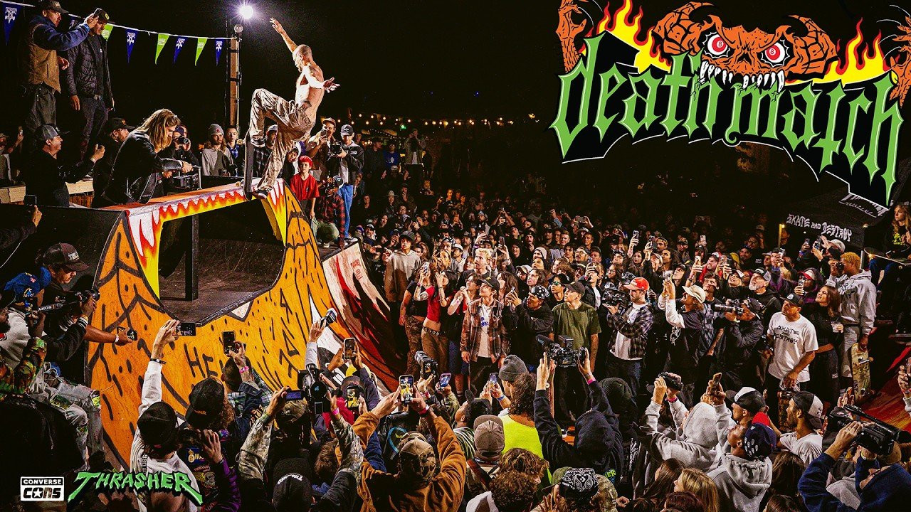 Death Match guarantees full-contact collisions, chaotic ramp jams and must-see sets from the likes of Dinosaur Jr. We fulfilled our promise in Pioneertown alongside an All-Star squad from CONS.<br /><br />Music courtesy of:<br /><br />No Warning “Short Fuse”, written By Ben Cook, Jordon Posner & Matt Delong, courtesy of Bridge Nine Records<br /><br />Dinosaur Jr "Mountain Man"<br />written by J Mascis, published by Spam As The Bread Music (BMI)<br /> <br />Keep up with Thrasher Magazine here:<br /> http://www.thrashermagazine.com<br /> http://www.facebook.com/thrashermagazine<br /> http://www.instagram.com/thrashermag<br /> http://www.twitter.com/thrashermag