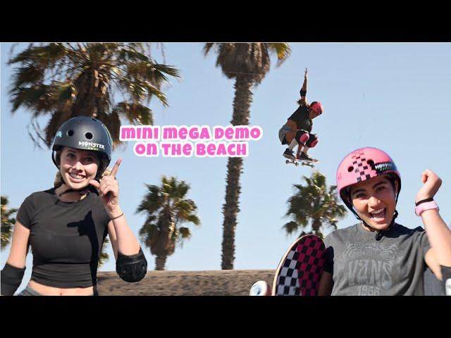 We have a mini mega demo on the beach in San Diego. When we arrived it looked pretty scary but in no time we were skating it and it was super fun. After we finished the first demo we got to hang out with some Macaw Parrots that could talk! We walked over to the Amusement park and went onto the roller coaster. I was scared, Jada was a little scared but Lilly wasn't scared at all. So Lilly decided she would bring her phone on the ride and film it, luckily she didn't drop her phone on the ride. She got some pretty funny videos of Jada and I screaming most of the ride. We walked back over to the event where Lilly and I got matching tooth gems. After that we all watched Van skate his street comp. The next demo started soon after and I landed my 360 and so did Jada. I started trying kick flip indy of the gap and on my last attempt I landed it !!! We had a super fun day!<br />I hope you enjoy - Arisa :))<br /><br />This video is brought to you by @zappochews<br /><br />filmed by // @trewphotography