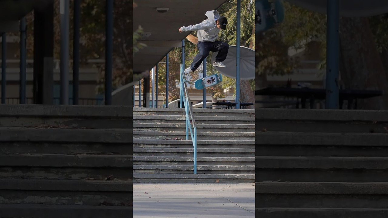 Yuto nollie late flip noseslide down the OG Sylmar handrail.