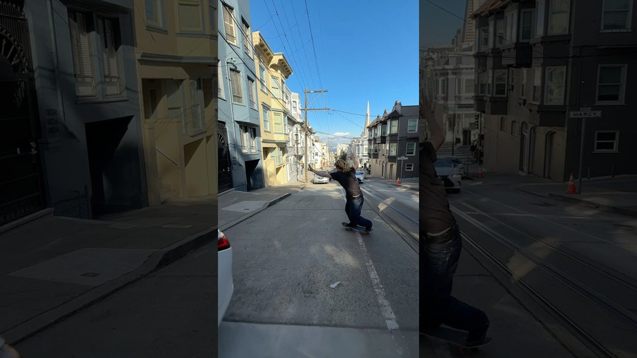 🏄🏽‍♂️ Willow surfs the streets of San Francisco 🌁 📹 Cody Thompson