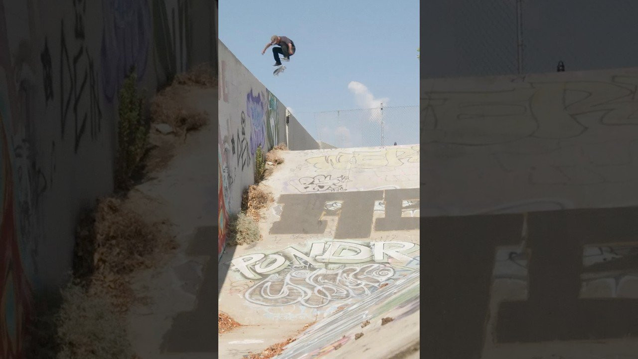Ryan battles a kickflip into a ditch from his Lifer part.