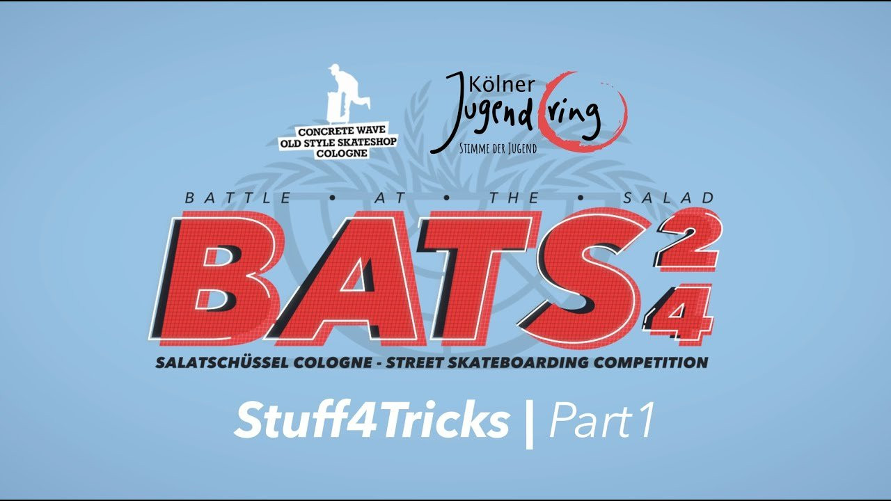 Dank @Concretewaveshopcologne & @jugendbuerokoeln & @CustomDecksEurope gabs jede Menge #bats24 Stuff !! Großes Dankeschön natürlich auch an alle die waren! Großartige Sesh mit jeder menge nicer Tricks! Danke an alle fürs Mitmachen und hoffe ihr hattet genauso viel Spaß wie wir! Heftige Moves von allen! Part 2 dann nächste Woche! Zieht es euch rein!<br />-BATS<br /><br />0:00 The Penny<br />2:20 The Hip