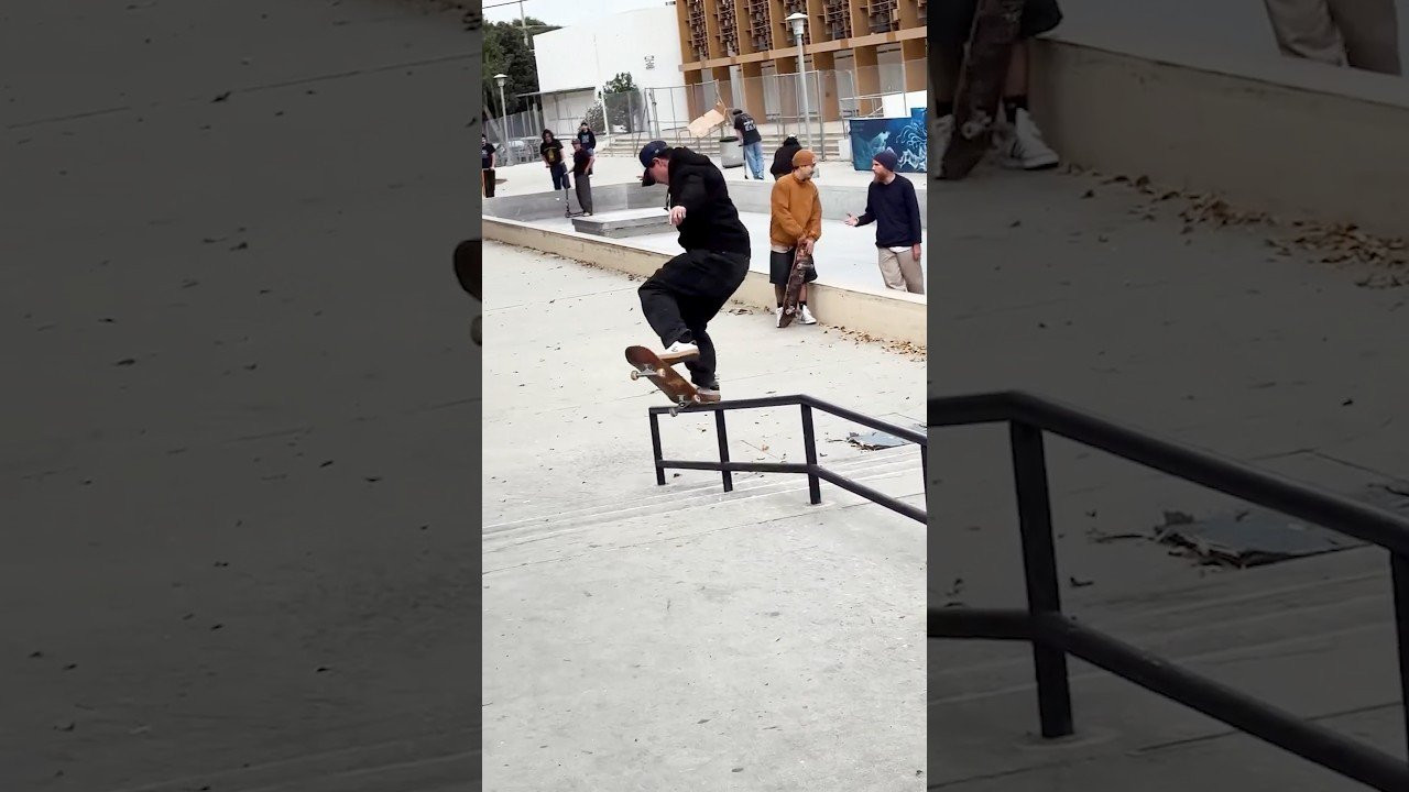Angelo Caro & Gustavo Ribeiro test out the new rail at West LA courthouse