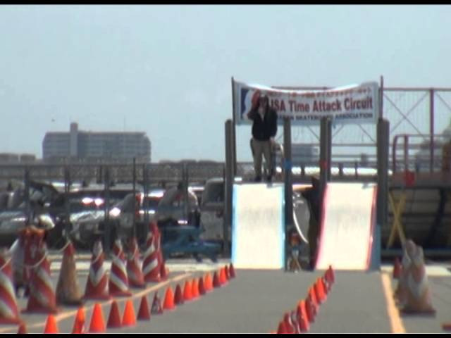 2015.5.17 AJSA "time attack circuit" at Kugenuma skate park Kanagawa Japan. <br />Takahiro Morita's first time experience of slalom race.