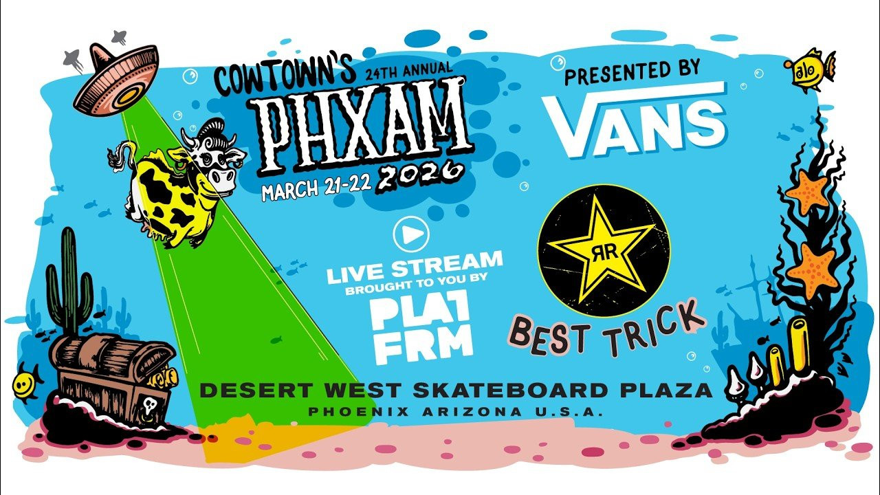 We’re headed to Desert West Skatepark for Cowtown’s 24th Annual PHXAM! Get ready to watch skateboarding chaos as the best AMs throw down for a chance to cement their place in PHXAM history. <br /><br />Tune into the livestream on March 22nd to watch the women’s and men’s final plus the Rockstar Energy Best Trick contest. #platfrm<br /><br />Subscribe to the Platfrm channel!<br />https://bit.ly/4aScSzM<br /><br />Follow us on:<br />TikTok: https://www.tiktok.com/@the_platfrm<br />Instagram: http://instagram.com/theplatfrm<br />Facebook: http://facebook.com/theplatfrm<br />Twitter: http://twitter.com/the_platfrm