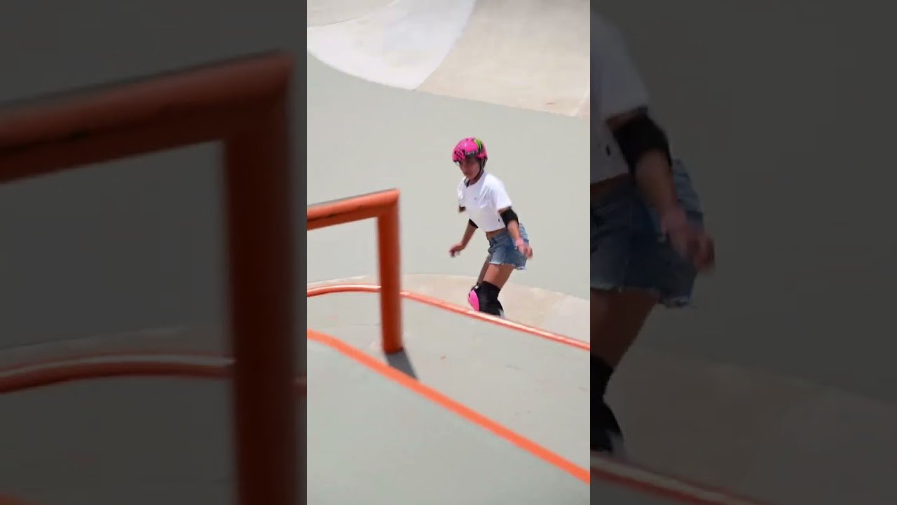 Arisa Trew warming up in São Paulo for a world skate contest.