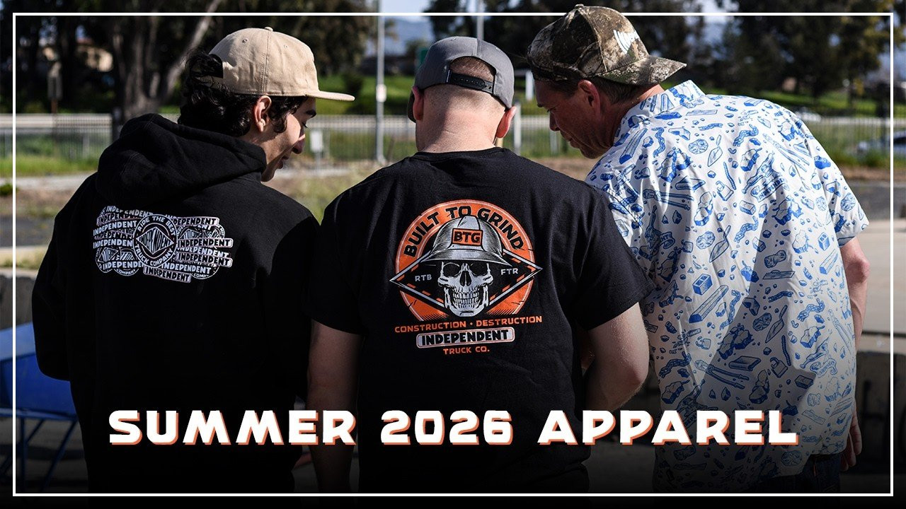 New Summer '26 apparel from Independent Trucks - OUT NOW!<br /><br />Filmed and Edited by Joey Ruiz - https://instagram.com/joey_digital<br /><br />____________________________________________________________________<br /><br />Ride The Best and Subscribe to Independent Trucks!<br /><br />Shop: https://nhsskatedirect.com/pages/independent-trucks<br />YouTube: http://bitly.com/IndyYouTube​​<br />Facebook: https://www.facebook.com/IndependentTrucks<br />Instagram: https://instagram.com/independenttrucks​<br />Twitter: https://twitter.com/indy_trucks​