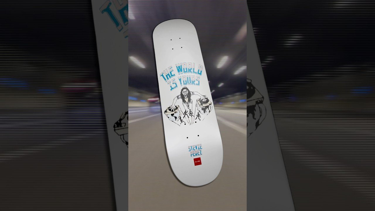 The World is Yours, Love is Everywhere 🌎💙<br /><br />New Stevie one off now available at skateshops worldwide and Crailtap.com 🍫<br /><br />G009 - 7.75″ x 31.125″<br />Wheelbase: 13.8125″<br />Nose: 6.625″<br />Tail: 6.4875″<br /><br />G059 - 8.4” x 32”<br />Wheelbase: 14.25”<br />Nose: 6.93”<br />Tail: 6.625”<br /><br />Art and video by @cmglovesyou<br /><br />#ChocolateSkateboards