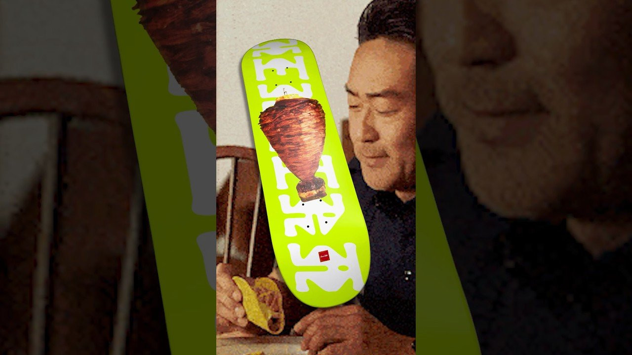 We move through the same cities, eat the same lunches, and cross paths more than we notice. A simple idea, turned into a graphic with a trompo at the center. 🌮<br /><br />@erikherrera’s Trompo one-off available now at skateshops everywhere and Crailtap.com, shipping worldwide.<br /><br />G030 - 8.375” x 32”<br />G033 - 8.5” x 32”<br /><br />#ChocolateSkateboards