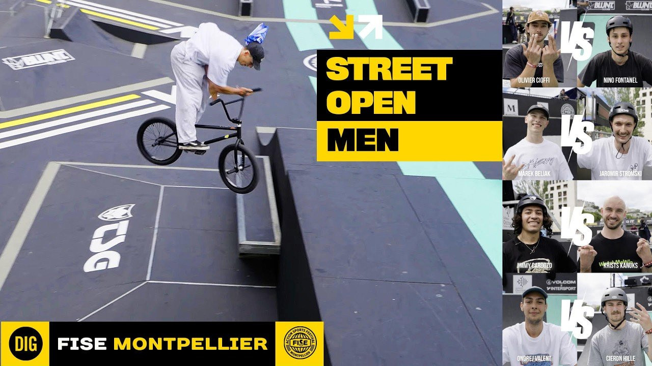 NEW DIG APPAREL https://shop.digbmx.com/collections/APPAREL-AND-MORE<br />-----<br /><br />Check out all the highlights from Open Men's Street at FISE Montpellier 2026. 8 Riders battle it out to land two spots in Pro Street Top 16!<br /><br />Video by Fred Murray<br /><br />https://fise.fr<br /><br />-----<br />Visit our website for more BMX videos - http://digbmx.com <br /><br />SUPPORT PROJECT X https://shop.digbmx.com/collections/project-x <br />SUBSCRIBE to the DIG channel for more videos - http://bit.ly/DigBMX<br /><br /> ● Facebook - https://facebook.com/digbmx <br /> ● Instagram - https://instagram.com/digbmx <br /><br />#BMX #DIGBMX