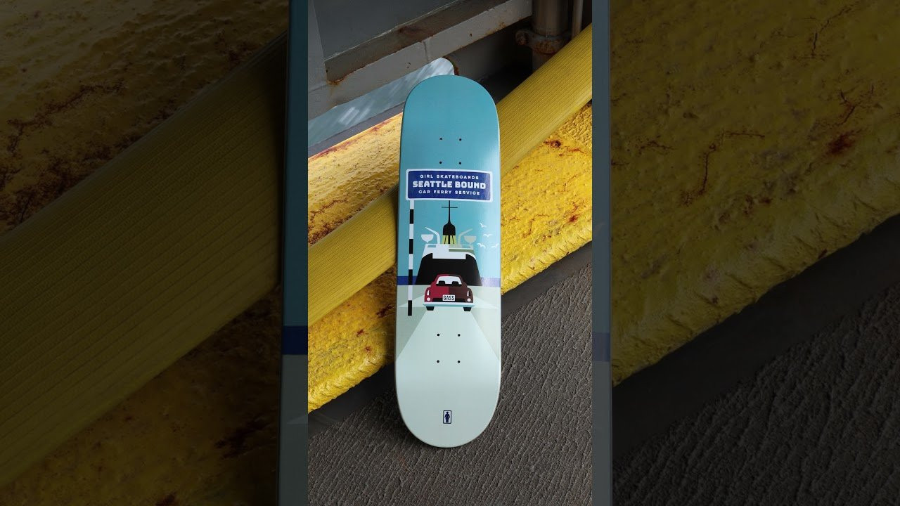 “I’ve known Griff for over a decade now and have had the chance to work on a few of his pro boards over the years. Griff is such a Seattle guy, and we’re happy to have him home. The ferry graphic ended up lining up perfectly with a project he’s been filming with Ben Ericson, taking the ferry out to the Olympic Peninsula to film. Big thanks to Girl and Griff for having me contribute.” - @danenomellini Nomellini <br /><br />@griffingass “Seattle Bound” board is now available at skateshops everywhere and Crailtap.com, shipping worldwide.<br /><br />G008 - 8.0” x 31.875”<br />Wheelbase: 14.25”<br />Nose: 6.875”<br />Tail: 6.55”<br /><br />G053 - 8.5″ x 32″<br />Wheelbase: 14.4375″<br />Nose: 6.875″<br />Tail: 6.4875″<br /><br />photos by @benericson <br /><br />#GirlSkateboards