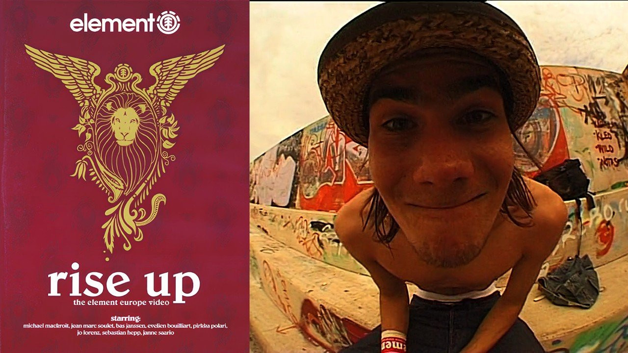 Element Skateboards Presents: “Rise Up”<br /><br />It's been over 10 years since the Element seed was planted and since then our branches have begun to stretch far and wide. Rise Up is the story of one branch of the tree that has begun to prosper. Although their names, landscape, and cultures may be unfamiliar to us, their passion for skateboarding is no different than ours. Element Skateboards is proud to present Rise Up, a film documenting the members of our European team, filmed entirely in their home land.<br /><br />Video by Yves Marchon and Philippe Lalemant for Element Skateboards. Featuring Bas Janssen, Chris Gibbons, Christian Vankelst, Evelien Bouilliart, Gauthier Rouger, Igor Kragelj, Janne Saario, Jean Marc Soulet, Jo Lorenz, Julien Benoliel, Michael Mackrodt, Patrick Bös, Pirkka Pollari and Sebastian Hepp.<br /><br />Chapters<br />00:00 Intro to Rise Up<br />04:00 Michael Mackrodt<br />07:34 Jean Marc Soulet<br />10:45 Bas Janssen<br />13:51 Flow Riders<br />16:53 Pirkka Pollari<br />19:41 Jo Lorenz<br />22:51 Sebastian Hepp<br />27:01 Janne Saario<br />31:01 Credits<br /><br />36:24 Bonus Footage<br />51:27 Trailer<br />52:31 Awakening Studio Recording<br /><br />If you have Proper Skate Videos Digitized VHS Tapes or DVDs, please feel free to join our Discord Server and help us to Archive old physical Skate Videos.<br /><br />Odysee: https://odysee.com/@SkateVideoLibrary<br />Discord: https://discord.me/skatevideolibrary<br /><br />Video: 960x720p, 50.00fps, 6000 kbps<br />Audio: Stereo, 48.0 kHz, 128 kbps