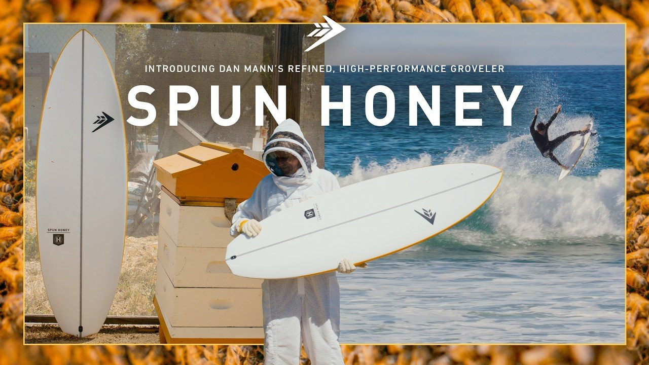 Introducing the Spun Honey by Dan Mann, a refined, high-performance groveler based on the Spitfire, shaped for freesurfer and firefighter, Kevin Schulz.<br /><br />At its core, the Spun Honey is super user-friendly and has a giant sweet spot, the shape features a diamond tail for snappy pivots, added bite, and smooth release, and creates a responsive feel that thrives in punchy peaks and quick transitions. Designed for the fast, shifting walls of beach breaks, it blends the proven DNA of Firewire's iconic Spitfire with modern updates tuned for today's most explosive surfers. As Dan explains, "surfers as a population are generally getting better. And boards are evolving similarly, they're getting more refined too."<br /><br />Shop the Spun Honey in USA: https://bit.ly/49EQhJg<br />Shop the Spun Honey in ANZ: https://bit.ly/4o7mLlk<br />Shop the Spun Honey in EU: https://bit.ly/4vqMDLr<br />Shop the Spun Honey in UK: https://bit.ly/4vnyq1N<br /><br />The Spun Honey is based on Dan's popular Spitfire model, a short, compact groveler with the wide point a touch towards the tail from center but further forward to the nose than the Sweet Potato, with a tapered diamond tail. Underneath, the bottom contour is a pretty aggressive double concave set within a solid single concave, similar to the bottom of the Sweet Potato, with the double running further forward to the nose than most boards. This double concave bottom contour delivers speed, lift, and fluid rail-to-rail performance, benefits Dan learned from his S Boss and Boss Up shapes with a similar bottom. Dan's included his famous step rail from the Spitfire, also featured on the Mashup, that allows him to hide a lot of volume in the center of the shape while maintaining bladey, knifey rails.<br /><br />In terms of where the Spun Honey fits in Dan's range of shapes, it offers more performance than his Sweet Potato but less performance than his Dominator 2.0. Whether you're groveling gutless waves, threading shorebreak barrels, or launching into air sections, the Spun Honey delivers a fast, forgiving ride with a spicy edge - an ideal everyday board for surfers pushing performance in weak, everyday conditions.<br /><br />Pair with Dan's Spun Honey Fin Set for the best experience, a low profile raked template designed specifically for the Spun Honey shape.<br /><br />MORE ON THE SHAPE<br />For Wave Type, the Spun Honey is a groveler that's all about pushing performance, so it's meant for small, weak, gutless waves. That said, our team has been pushing it in head-high to overhead, hollow conditions and it's been holding and working well. Whether you're groveling gutless waves, threading shorebreak barrels, or launching into air sections, the Spun Honey is the shape you'll want to keep in your trunk to have fun in any conditions.<br /><br />For Board Features, the Spun Honey is based on Dan's popular Spitfire model, with modern updates tuned for today's most explosive surfers. It's a short, compact groveler with the wide point a touch towards the tail from center but further forward to the nose than the Sweet Potato, and a slightly more pulled in outline than the Sweet Potato. Featuring a bullet nose and diamond tail, with a similar curve to the Baked Potato. Because the tail is such a wide planning area, Dan's idea to have a singular point off the tail be a fulcrum, so that when you tip it over the tail directs water off the singular point instead of making the tail too slidey. The rails are nice and sensitive like a high-performance shape, but the step in the rails hides or masks a lot of extra volume in the center with its flat deck. There's also lots of foam under the chest via the step in the rails, but not too much so the board still turns over well in the pocket.<br /><br />Follow us on Instagram:<br />https://www.instagram.com/firewiresurfboards<br />https://www.instagram.com/dan__mann