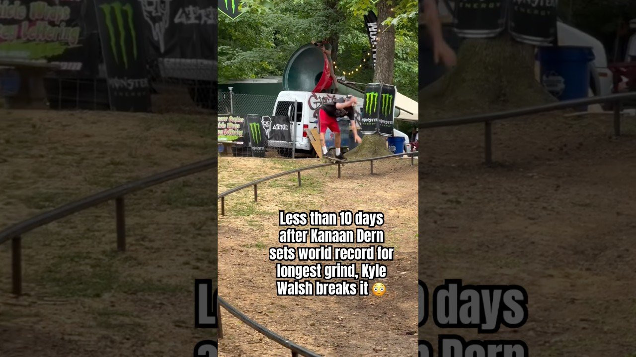 World record longest grind on a skateboard 250ft<br /><br />Follow em! 👉 https://www.instagram.com/reel/DaDrZVNxnj4/?igsh=NTc4MTIwNjQ2YQ==