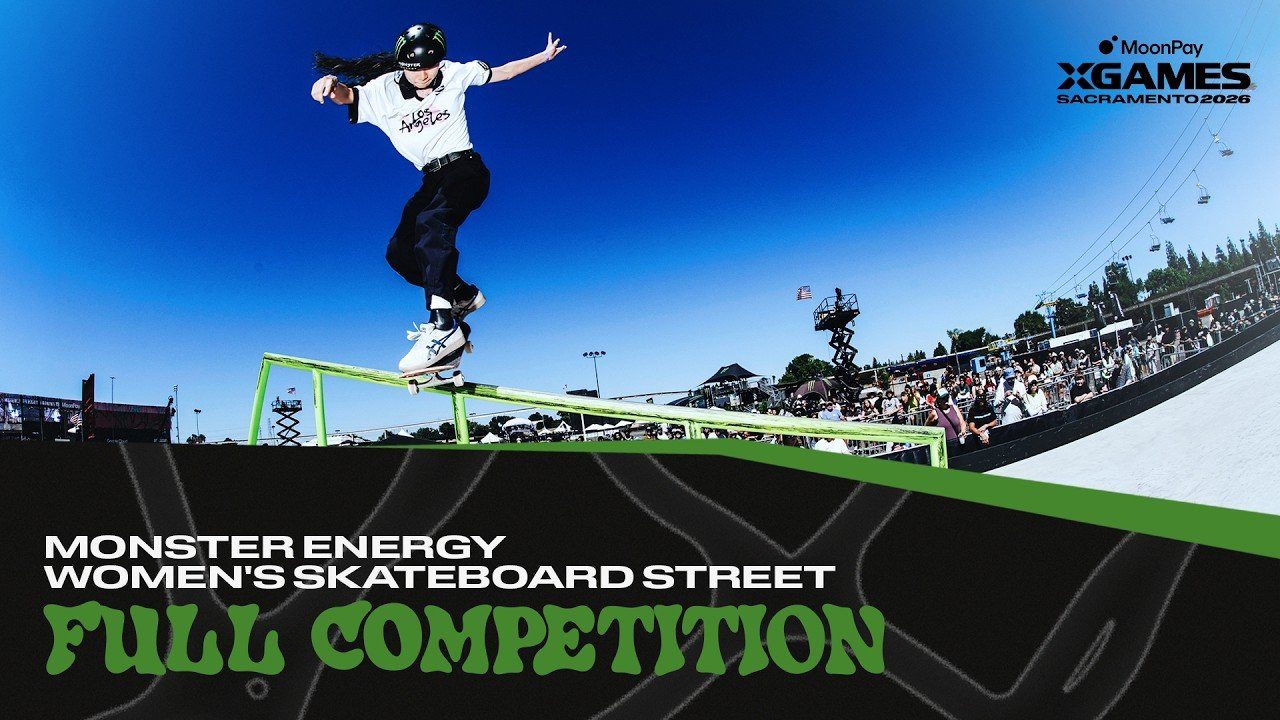 Watch the full Monster Energy Women's Skateboard Street Women's Skateboard Street competition from MoonPay X Games Sacramento 2026!<br /><br />Street is a style of skateboarding that takes place on a course simulating urban terrain using everyday objects such as curbs, stairs, handrails, benches and quarterpipes as obstacles. Skateboarders use these obstacles to perform a variety of tricks, grinds and board flips, often combining multiple maneuvers into a single trick. Skateboard Street requires a high level of creativity, adaptability and technical skill, as riders must navigate the urban landscape and perform with precision and control. Competitions in skateboard street involve riders performing a series of timed runs, with judges evaluating the difficulty, execution and originality of their tricks.<br />____<br /><br />X Games — your destination for all things action sports, music, lifestyle and everything in between. <br /><br />Visit our official homepage at http://xgames.com for more coverage and highlights.<br /><br />SUBSCRIBE: https://www.youtube.com/XGames<br /><br />Check us on Social @XGames:<br />Instagram ► https://instagram.com/xgames<br />TikTok ► https://www.tiktok.com/@XGames<br />Twitter ► https://twitter.com/xgames<br />Facebook ► https://facebook.com/XGames<br />Twitch ► https://www.twitch.tv/xgames<br />Snapchat ► @xgames<br /><br />Thanks for watching #XGames!