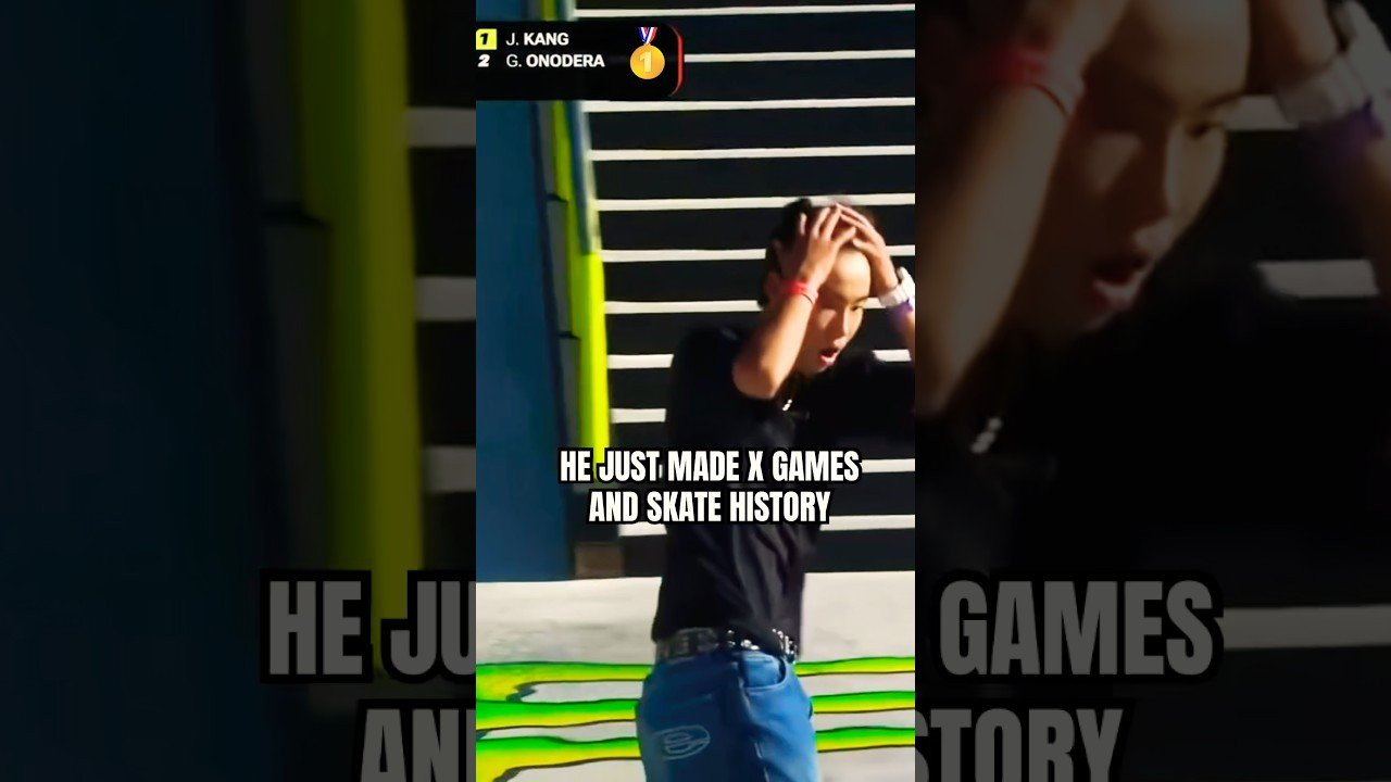 Gold medal winning NBD during the X-Games! 🥇💸<br /><br />Trick: Nollie 270 heel lipslide 270 out <br /><br />Follow em for more! https://www.instagram.com/kangjun_09?igsh=NTc4MTIwNjQ2YQ==