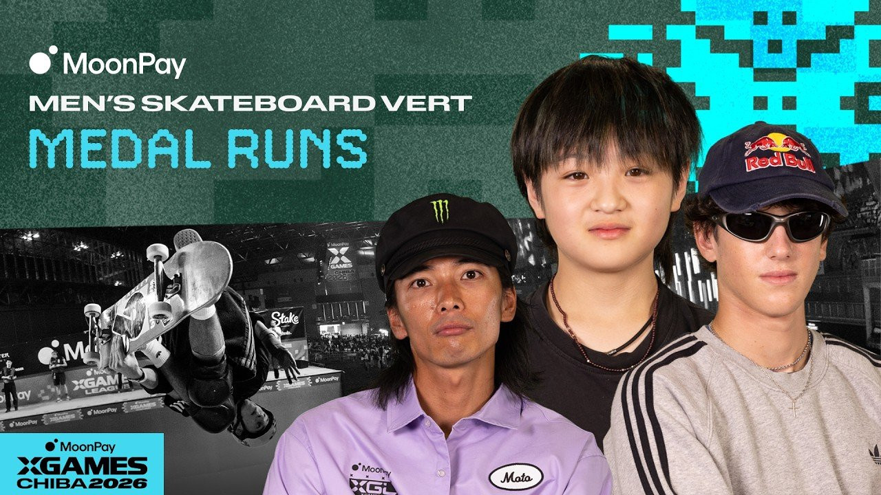 Watch the Top 3 Medal Runs from MoonPay Men's Skateboard Vert competition from MoonPay X Games Chiba 2026!<br /><br />Men's Skateboard Vert Medalists:<br />🥇 Ema Kawakami<br />🥈 Gui Khury<br />🥉 Moto Shibata<br /><br />Vert is a style of skateboarding that involves performing tricks on a large U-shaped ramp called a halfpipe or vert ramp. The rider gains speed by pumping up and down the ramp, building momentum for aerial maneuvers that can reach heights exceeding 10 feet. Skaters perform a variety of tricks, including spins, flips and grabs, while soaring through the air above the ramp. Skateboard vert requires a combination of speed, agility and courage, as riders must maintain control while executing complex aerial maneuvers at high speeds. In contests, skaters perform a series of tricks, with judges awarding points based on the difficulty, execution and overall style.<br /><br />____<br /><br />X Games — your destination for all things action sports, music, lifestyle and everything in between. <br /><br />Visit our official homepage at http://xgames.com for more coverage and highlights.<br /><br />SUBSCRIBE: https://www.youtube.com/XGames<br /><br />Check us on Social @XGames:<br />Instagram ► https://instagram.com/xgames<br />TikTok ► https://www.tiktok.com/@XGames<br />Twitter ► https://twitter.com/xgames<br />Facebook ► https://facebook.com/XGames<br />Twitch ► https://www.twitch.tv/xgames<br />Snapchat ► @xgames<br /><br />Thanks for watching #XGames!