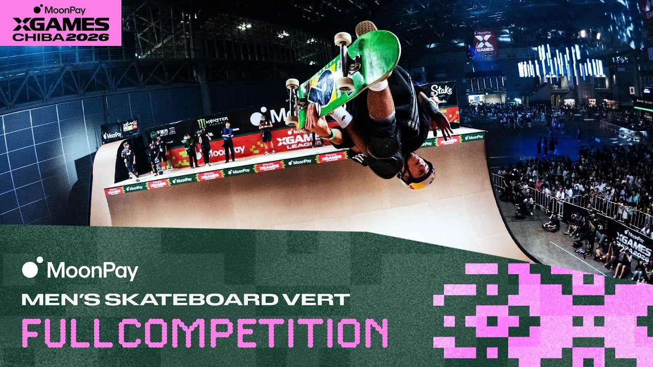 Watch the full MoonPay Men's Skateboard Vert competition from MoonPay X Games Chiba 2026!<br /><br />Skateboarding Vert Athletes:<br />✖️ Ao Nishikawa<br />✖️ Ema Kawakami<br />✖️ Luigi Cini<br />✖️ Tate Carew<br />✖️ Moto Shibata<br />✖️ Soya Inomata<br />✖️ Tom Schaar<br />✖️ Gui Khury<br /><br />Vert is a style of skateboarding that involves performing tricks on a large U-shaped ramp called a halfpipe or vert ramp. The rider gains speed by pumping up and down the ramp, building momentum for aerial maneuvers that can reach heights exceeding 10 feet. Skaters perform a variety of tricks, including spins, flips and grabs, while soaring through the air above the ramp. Skateboard vert requires a combination of speed, agility and courage, as riders must maintain control while executing complex aerial maneuvers at high speeds. In contests, skaters perform a series of tricks, with judges awarding points based on the difficulty, execution and overall style.<br /><br />____<br /><br />X Games — your destination for all things action sports, music, lifestyle and everything in between. <br /><br />Visit our official homepage at http://xgames.com for more coverage and highlights.<br /><br />SUBSCRIBE: https://www.youtube.com/XGames<br /><br />Check us on Social @XGames:<br /><br />✖️ Instagram ► https://instagram.com/xgames<br />✖️ TikTok ► https://www.tiktok.com/@XGames<br />✖️ X/Twitter ► https://twitter.com/xgames<br />✖️ Facebook ► https://facebook.com/XGames<br />✖️ Twitch ► https://www.twitch.tv/xgames<br />✖️ Snapchat ► @xgames<br /><br />Thanks for watching #XGames!