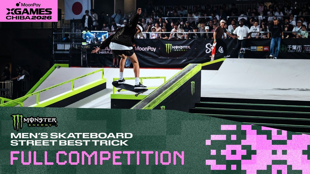 Watch the full Monster Energy Men’s Skateboard Street Best Trick competition from MoonPay X Games Chiba 2026<br /><br />Skateboard Street Best Trick Athletes:<br />✖️ Braden Hoben<br />✖️ Jagger Eaton<br />✖️ Dashawn Jordan<br />✖️ Giovanni Vianna<br />✖️ Toa Sasaki<br />✖️ Filipe Mota<br />✖️ Ginwoo Onodera<br />✖️ Juni Kang<br /><br />Street is a style of skateboarding that takes place on a course simulating urban terrain using everyday objects such as curbs, stairs, handrails, benches and quarterpipes as obstacles. Skateboarders use these obstacles to perform a variety of tricks, grinds and board flips, often combining multiple maneuvers into a single trick. Skateboard street requires a high level of creativity, adaptability and technical skill, as riders must navigate the urban landscape and perform with precision and control. Skateboard Street Best Trick sees riders performing a single trick on a chosen feature, with judges evaluating them on difficulty, execution and originality."<br /><br />____<br /><br />X Games — your destination for all things action sports, music, lifestyle and everything in between. <br /><br />Visit our official homepage at http://xgames.com for more coverage and highlights.<br /><br />SUBSCRIBE: https://www.youtube.com/XGames<br /><br />Check us on Social @XGames:<br />✖️ Instagram ► https://instagram.com/xgames<br />✖️ TikTok ► https://www.tiktok.com/@XGames<br />✖️ X/Twitter ► https://twitter.com/xgames<br />✖️ Facebook ► https://facebook.com/XGames<br />✖️ Twitch ► https://www.twitch.tv/xgames<br />✖️ Snapchat ► @xgames<br /><br />Thanks for watching #XGames!