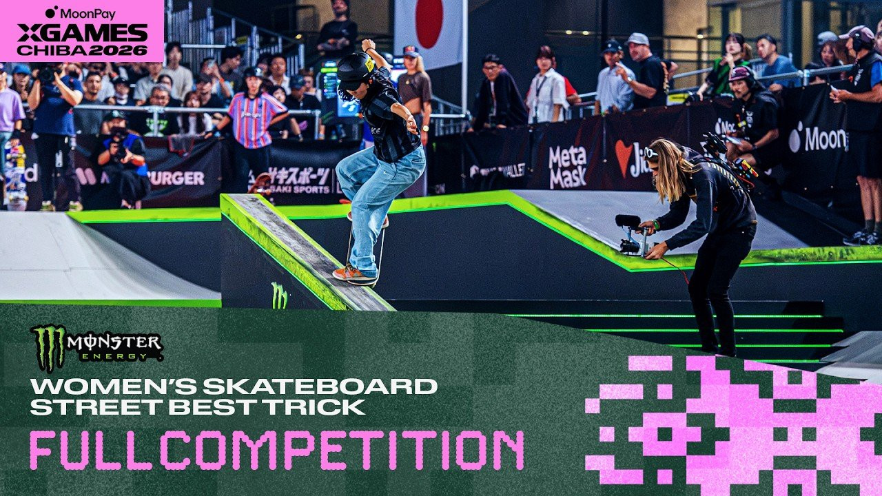 Watch the full Monster Energy Women's Skateboard Street Best Trick competition from MoonPay X Games Chiba 2026!<br /><br />Women's Skateboard Street Best Trick Athletes:<br />✖️ Funa Nakayama<br />✖️ Yumeka Oda<br />✖️ Coco Yoshizawa<br />✖️ Momiji Nishiya<br />✖️ Chloe Covell<br />✖️ Liz Akama<br />✖️ Ibuki Matsumoto<br />✖️ Miyu Ito<br /><br />In this jam-format event, riders drop in one at a time with one goal: land the hardest, most technical trick they can. The best trick from each skater is what counts, so expect to see them go all out as the clock winds down.<br /><br />____<br /><br />X Games — your destination for all things action sports, music, lifestyle and everything in between. <br /><br />Visit our official homepage at http://xgames.com for more coverage and highlights.<br /><br />SUBSCRIBE: https://www.youtube.com/XGames<br /><br />Check us on Social @XGames:<br /><br />✖️ Instagram ► https://instagram.com/xgames<br />✖️ TikTok ► https://www.tiktok.com/@XGames<br />✖️ X/Twitter ► https://x.com/xgames<br />✖️ Facebook ► https://facebook.com/XGames<br />✖️ Twitch ► https://www.twitch.tv/xgames<br />✖️ Snapchat ► @xgames<br /><br />Thanks for watching #XGames!