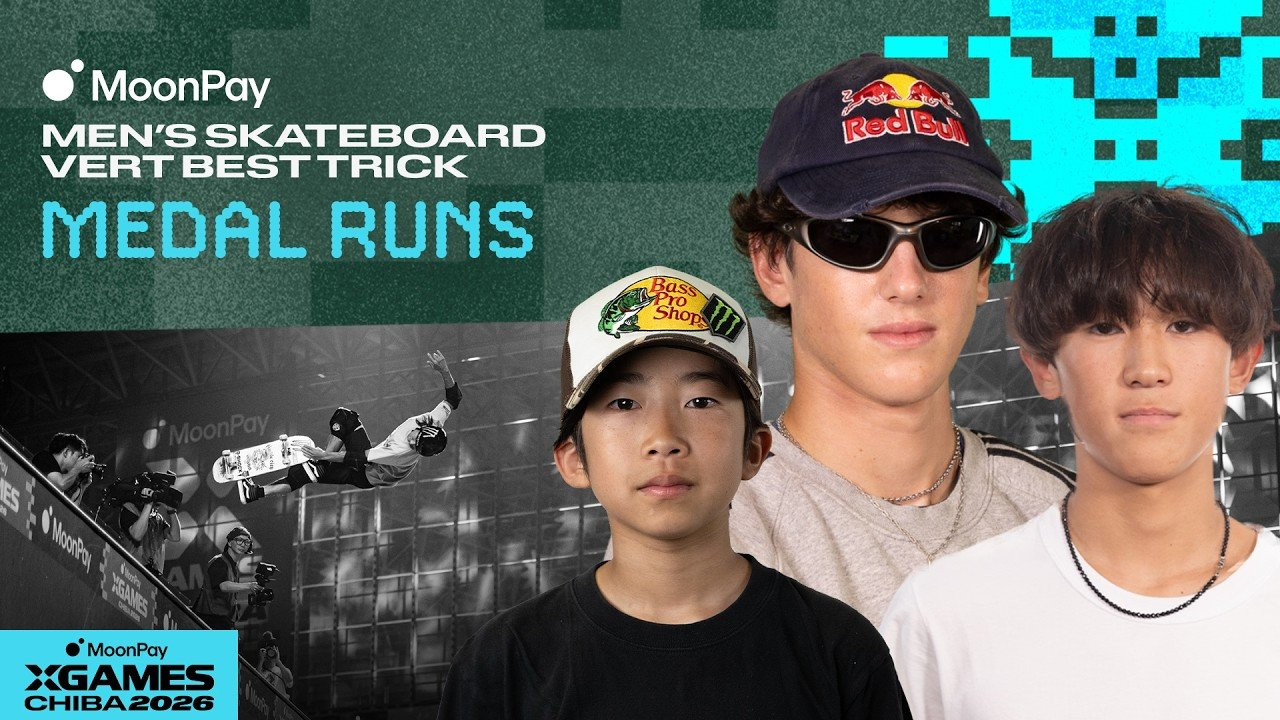 Watch the Top 3 Medal Runs from MoonPay Men's Skateboard Vert Best Trick competition at MoonPay X Games Chiba 2026!<br /><br />Men's Skateboard Vert Best Trick Medalist<br />🥇 Gui Khury<br />🥈 Soya Inomata<br />🥉 Ao Nishikawa<br /><br />In this jam-format event, skaters take turns dropping into the vert ramp to land their gnarliest, most technical tricks. With no run structure, it’s all about sending it and landing the biggest trick possible in front of the crowd.<br /><br />____<br /><br />X Games — your destination for all things action sports, music, lifestyle and everything in between. <br /><br />Visit our official homepage at http://xgames.com for more coverage and highlights.<br /><br />SUBSCRIBE: https://www.youtube.com/XGames<br /><br />Check us on Social @XGames:<br /><br />✖️ Instagram ► https://instagram.com/xgames<br />✖️ TikTok ► https://www.tiktok.com/@XGames<br />✖️ X/Twitter ► https://x.com/xgames<br />✖️ Facebook ► https://facebook.com/XGames<br />✖️ Twitch ► https://www.twitch.tv/xgames<br />✖️ Snapchat ► @xgames<br /><br />Thanks for watching #XGames!