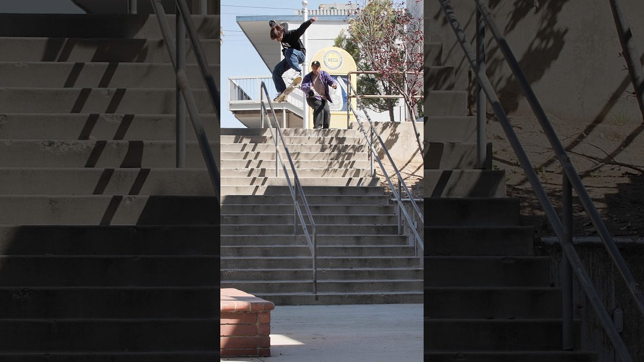 Yuto’s switch tail slide down the OG Franklin 18 stair rail. Filmed by Kevin Perez