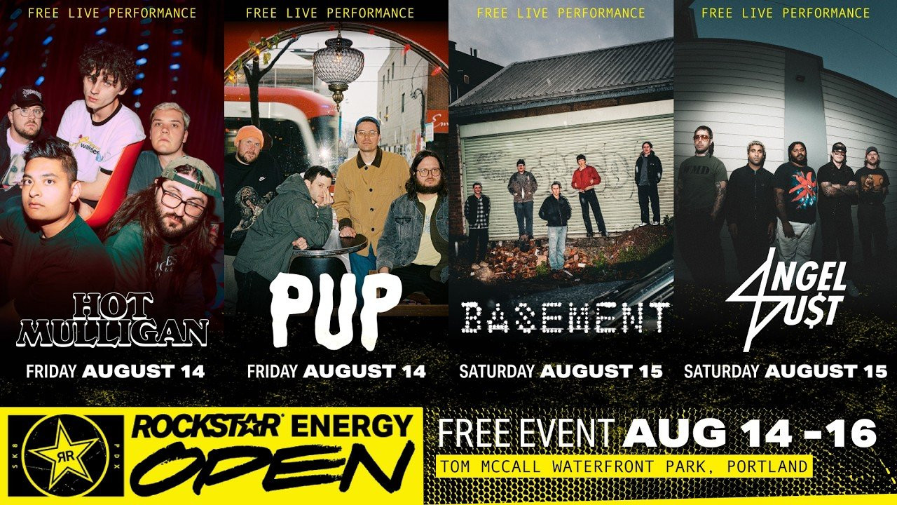Rockstar Energy Open unveils two-night concert lineup coming to Waterfront Park in Portland, Oregon featuring Basement, Hot Mulligan, PUP, and Angel Du$t. Friday, August 14 concert lineup kicks off with Toronto punk favorites PUP, before one of emo’s fastest-rising bands Hot Mulligan, takes over the stage. On Saturday, August 15 Baltimore’s hardcore standout Angel Du$t sets the tone before acclaimed UK rock and grunge band Basement closes out the weekend series. The downtown area will transform into an epicenter of skateboarding, music and culture for one unforgettable weekend, free and open to the public. <br /><br /><br />Subscribe to the Platfrm channel!<br />https://bit.ly/4aScSzM<br /><br />Follow us on:<br />TikTok: https://www.tiktok.com/@the_platfrm<br />Instagram: http://instagram.com/theplatfrm<br />Facebook: http://facebook.com/theplatfrm<br />Twitter: http://twitter.com/the_platfrm
