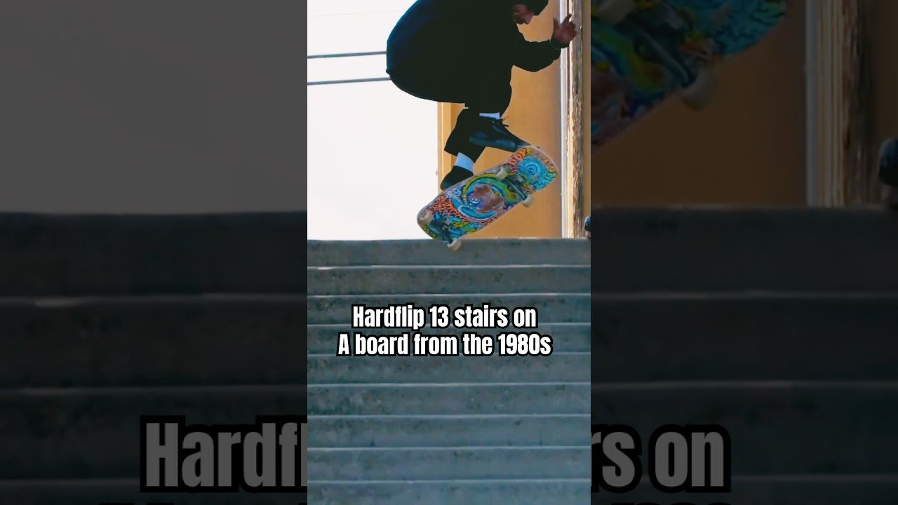 Hardflip 13 stairs on a board from the 1980s 😮<br /><br />Follow em! 👉 https://www.instagram.com/8ballr?igsh=NTc4MTIwNjQ2YQ==