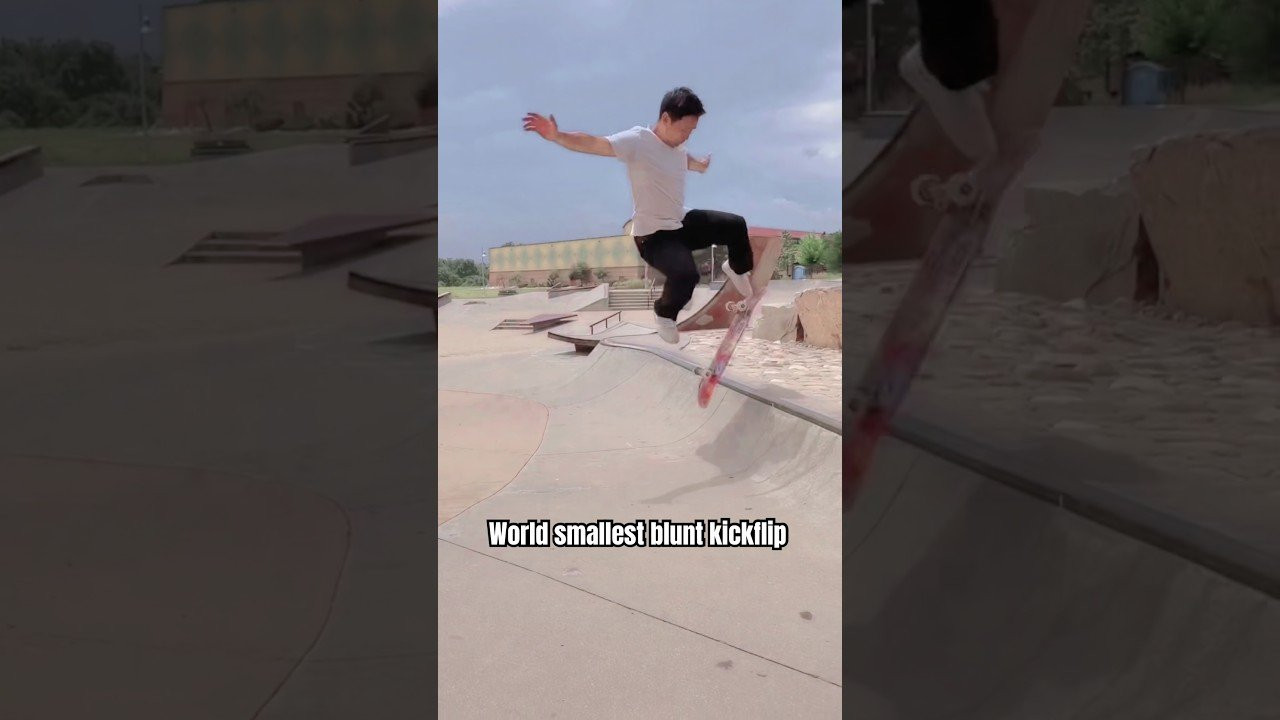 World record smallest blunt kickflip fakie 🤯<br /><br />Follow em! 👉 https://www.instagram.com/jasonparksucks?igsh=NTc4MTIwNjQ2YQ==