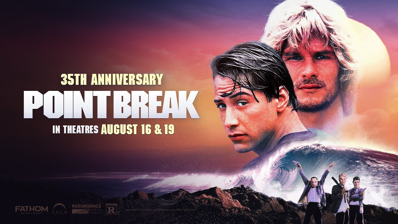 The genre-defining classic is back on the big screen in fully restored 4K<br /><br />Don't miss Point Break in theatres nationwide on August 16 & 19 🏄‍♂️🌊<br /><br />Celebrate 35 years. Get your tickets now at FathomEntertainment.com<br /><br />#PointBreak35 #KeanuReeves