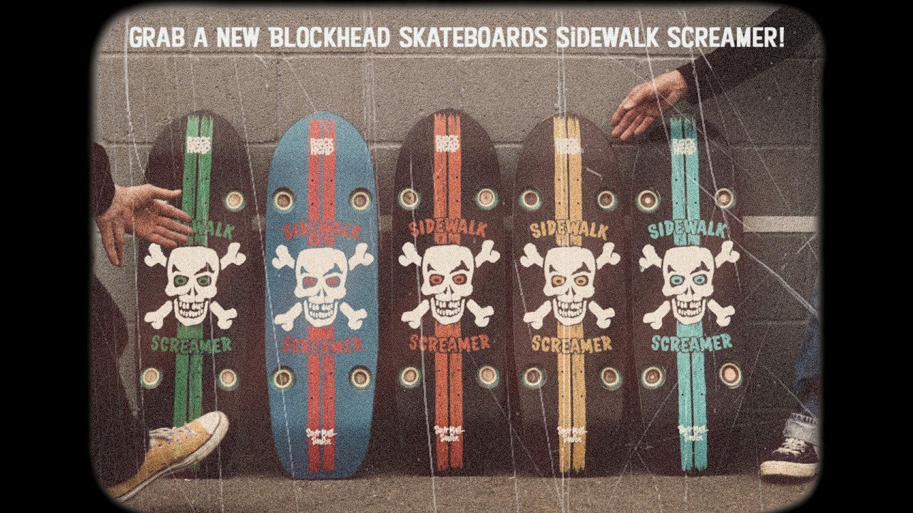 The Blockhead Sidewalk Screamers skate club first came on the scene at the 1965 American Skateboarding Championship. Some called them hooligans, rebels, outcasts, punks and worse but they were just there to have a good time. <br /><br />The 61 year anniversary edition of the Sidewalk Screamer skateboard is available 9/1/26 at noon PST along with t-shirts and back patches.<br /><br />Check out the super fun video we made. We spent way too much time making this video so you better enjoy it, HA! After our first test session on the Sidewalk Screamer the verdict is that this board is just way way too much fun!!! <br /><br />The Blockhead Strip Mall Surfer series is revolutionary de-evolution…Styled as if they’re from an alternate time line, one where the steel and clay wheel boards of the 60’s evolved in a different direction but the style remains.<br /><br />The board features custom (and beautiful) round wheel wells for the narrower trucks so you can have more clearance on those sharp turns. We like to call these “Wiggle Pigs”, a quick turning surfy board but with more cushion for the pushin’. Is it a cruiser or a stunt sled? The answer is both! <br /><br />Pop on over to blockheadskateboards.com for more info.<br /><br />The video features: Dave Bergthold, Jesse Hotchkiss, Chris Lambert, Laban Pheidias, Kristian Svitak and Joi Tillman<br /><br />Shot by Christian Lambert<br /><br />Edited by: Dave Bergthold and Laban Pheidias <br /><br />V.O. by Suitcase Joe