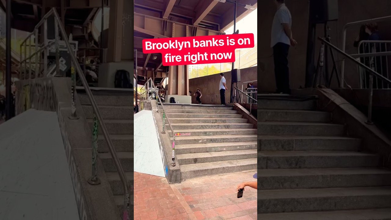 Switch tre over the brooklyn banks 10 rail 🫪🛹<br /><br />Follow em 👉 https://www.instagram.com/antoniodurao?stkn=MWo4ZjloZXZkZ3dyeA==<br /><br />#shorts #shortvideo #skateboarding