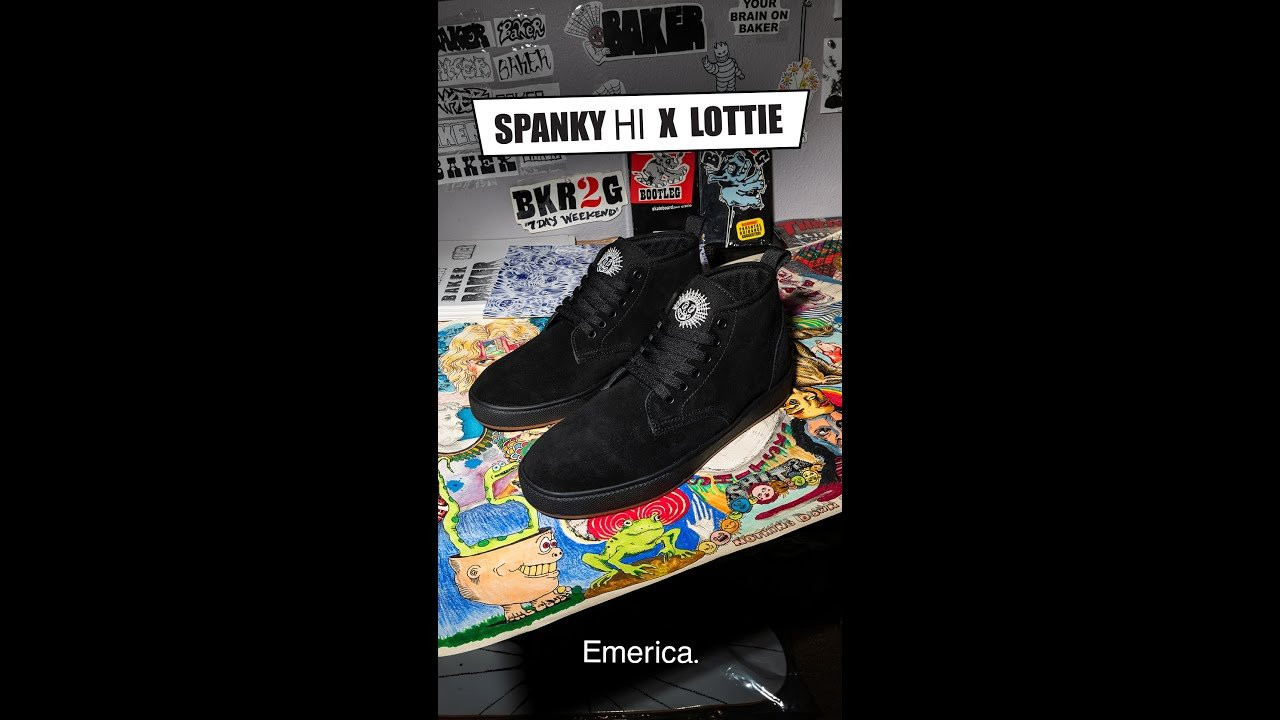 SPANKY HI X LOTTIE:<br />A COLLABORATION BORN FROM THE SYNERGY OF TWO WELL RESPECTED INDIVIDUALS, THIS SPANKY HI EMBODIES EXACTLY WHAT SPANKY WANTS MOST IN A SKATE SHOE PAIRED WITH ARTWORK BY MIKE LOTTIE. THESE TWO ARE THE DRIVING FORCE BEHIND THE ARTWORK AT BAKER AND ABOVE ALL GREAT FRIENDS MAKING THIS PROJECT A NO BRAINER FOR EVERYONE INVOLVED. FEATURING A CUSTOM EMBROIDERED TONGUE GRAPHIC AND INSOLE ARTWORK DESIGNED BY MIKE LOTTIE, HIGH TOP CONSTRUCTION FOR ADDED ANKLE SUPPORT, DOUBLE STITCHED SEAMS FOR DURABILITY, FULL-LENGTH EVA MIDSOLE FOR COMFORT AND IMPACT PROTECTION, 400 NBS RUBBER CUPSOLE, CUSTOM TONGUE LABEL WITH ARTWORK BY SPANKY. <br /><br />Emerica.<br /><br />------------------------------------------------------<br />Shop emerica footwear and apparel<br />https://www.emerica.com
