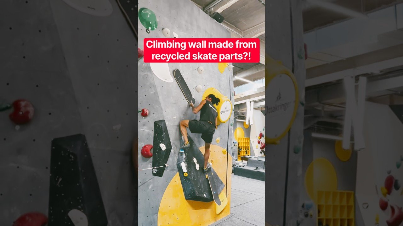 Rock wall made from recycled skate supplies! 🏆<br /><br />Follow em 👉 https://www.instagram.com/david_duh_?stkn=MWhsc3Z3MWZucnB6aQ==<br /><br />#shorts #shortvideo #skateboarding