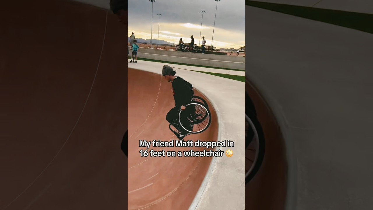 Wheelchair drops in on the deep end!! 😱🛹<br /><br />Follow em 👉 https://www.instagram.com/julianshreds?stkn=NTc4MTIwNjQ2YQ==<br /><br />#shorts #shortvideo #skateboarding