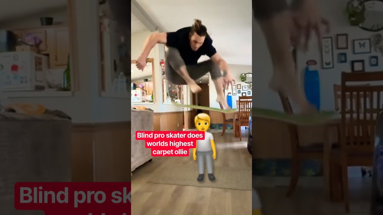 Blind skater does worlds highest carpet ollie 👑<br /><br />Follow him 👉 https://www.instagram.com/blindlionn?dlrf=NTc4MTIwNjQ2YQ==<br /><br />#shorts #shortvideo #skateboarding