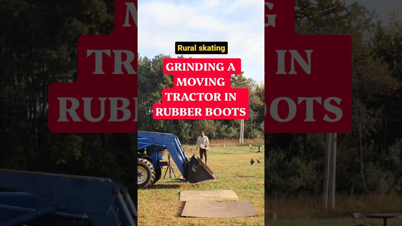 Grinding a moving tractor in RUBBER BOOTS 🫪<br /><br />Follow him 👉 https://www.instagram.com/timberlinefarms?exln=NTc4MTIwNjQ2YQ==<br /><br />#shorts #shortvideo #skateboarding