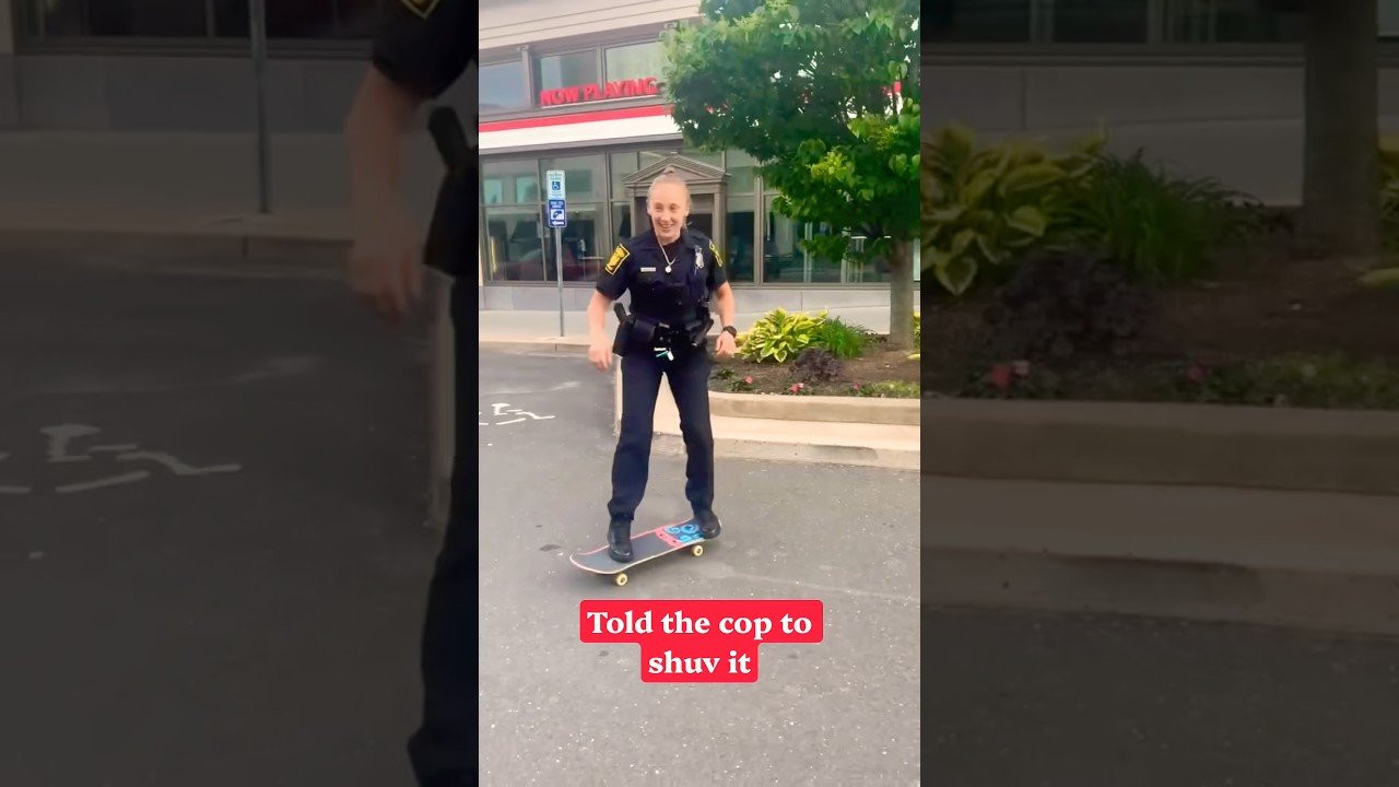 Lady cop can shuv it! 🚔🚨<br /><br />Follow him 👉 https://www.instagram.com/hartphord__phil?cplk=NTc4MTIwNjQ2YQ==<br /><br />#shorts #shortvideo #skateboarding
